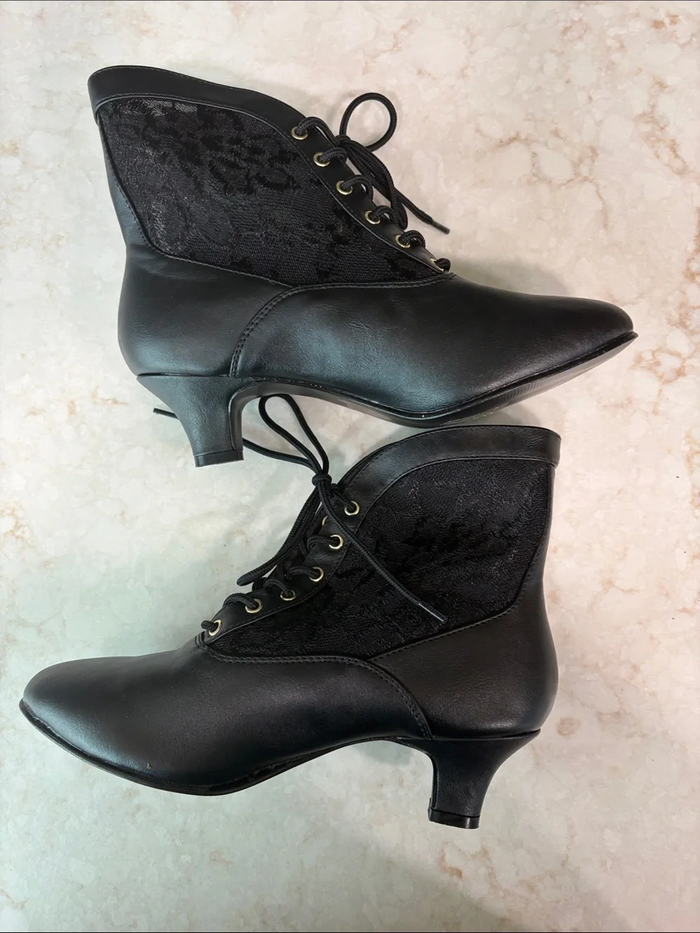 Funtasma Victorian Whimsigoth Steampunk Lace Ankle Boots Faux Leather Size 7